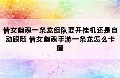 倩女幽魂一条龙组队要开挂机还是自动跟随 倩女幽魂手游一条龙怎么卡屋